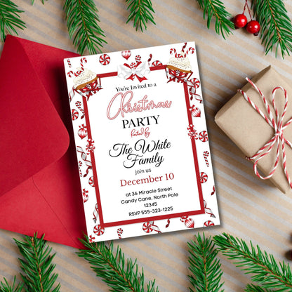 Peppermint Christmas Party Invitation