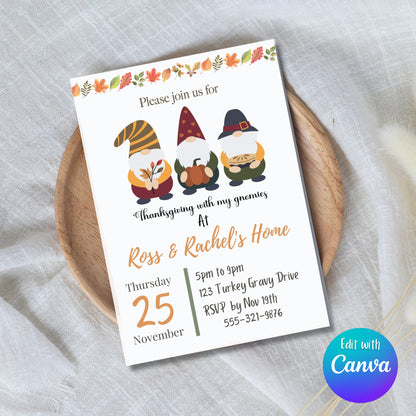 Thanksgiving With My Gnomies Friendsgiving Invitation