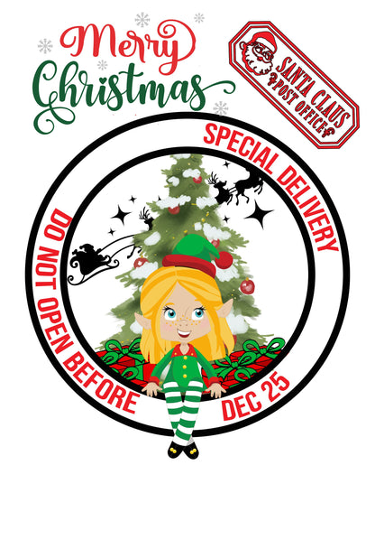 Santa Sack Elf Girl PNG