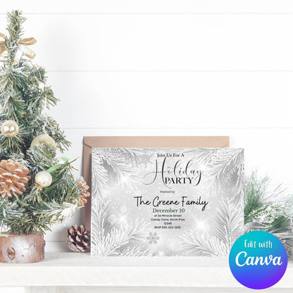 Magical White Silver Holiday/Christmas Party Invitation