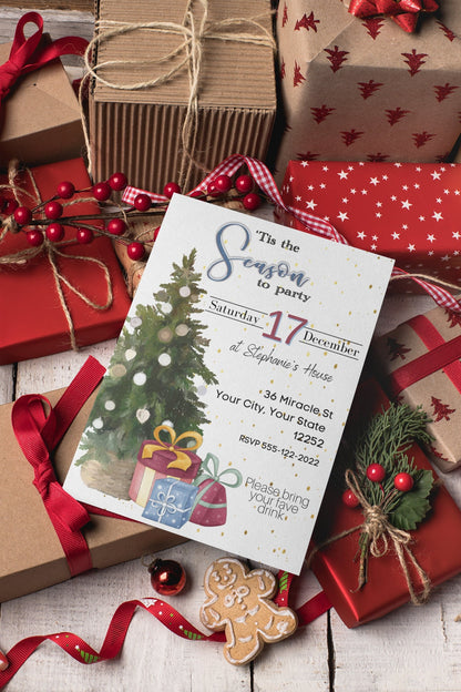 Water Color Christmas Party Invitation Template