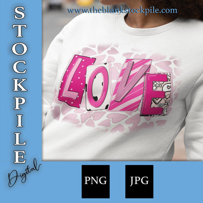 Love Block Letter Valentines PNG