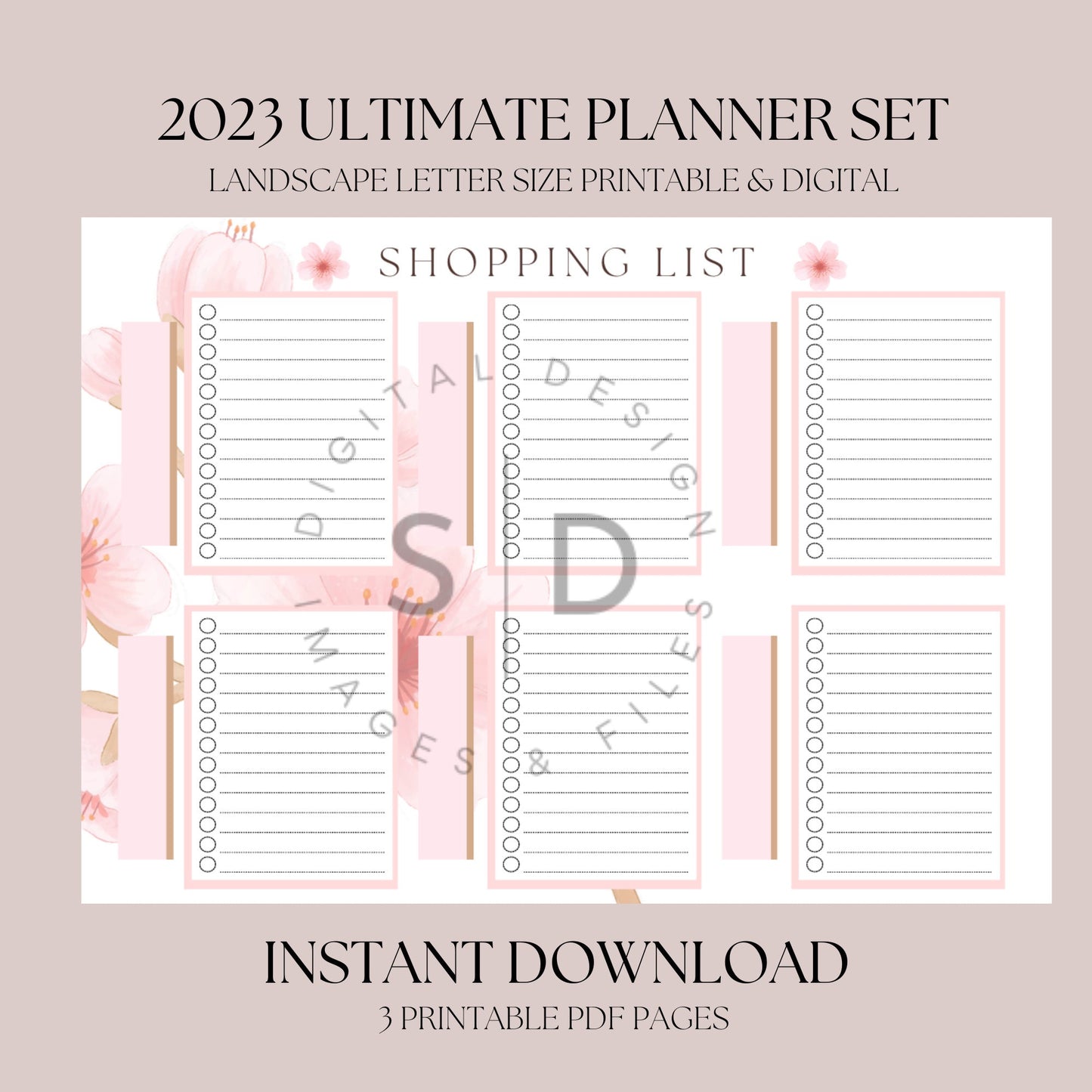 Cherry Blossom Meal Planner Printable
