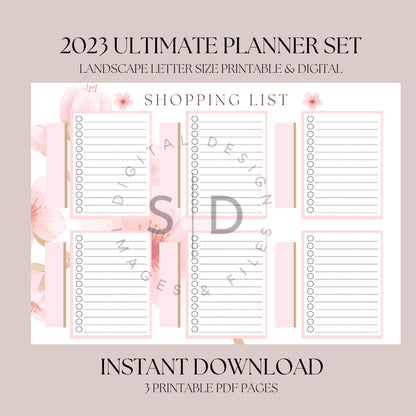Cherry Blossom Meal Planner Printable