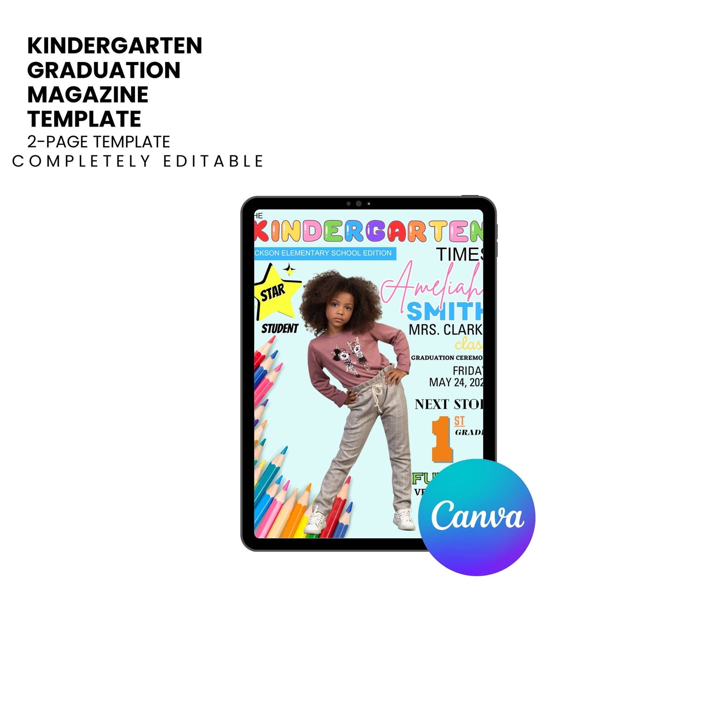 Kindergarten Graduation Magazine Cover Template