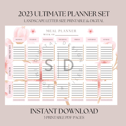 Cherry Blossom Meal Planner Printable