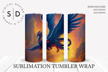 Rising Phoenix watercolor Tumbler Wrap
