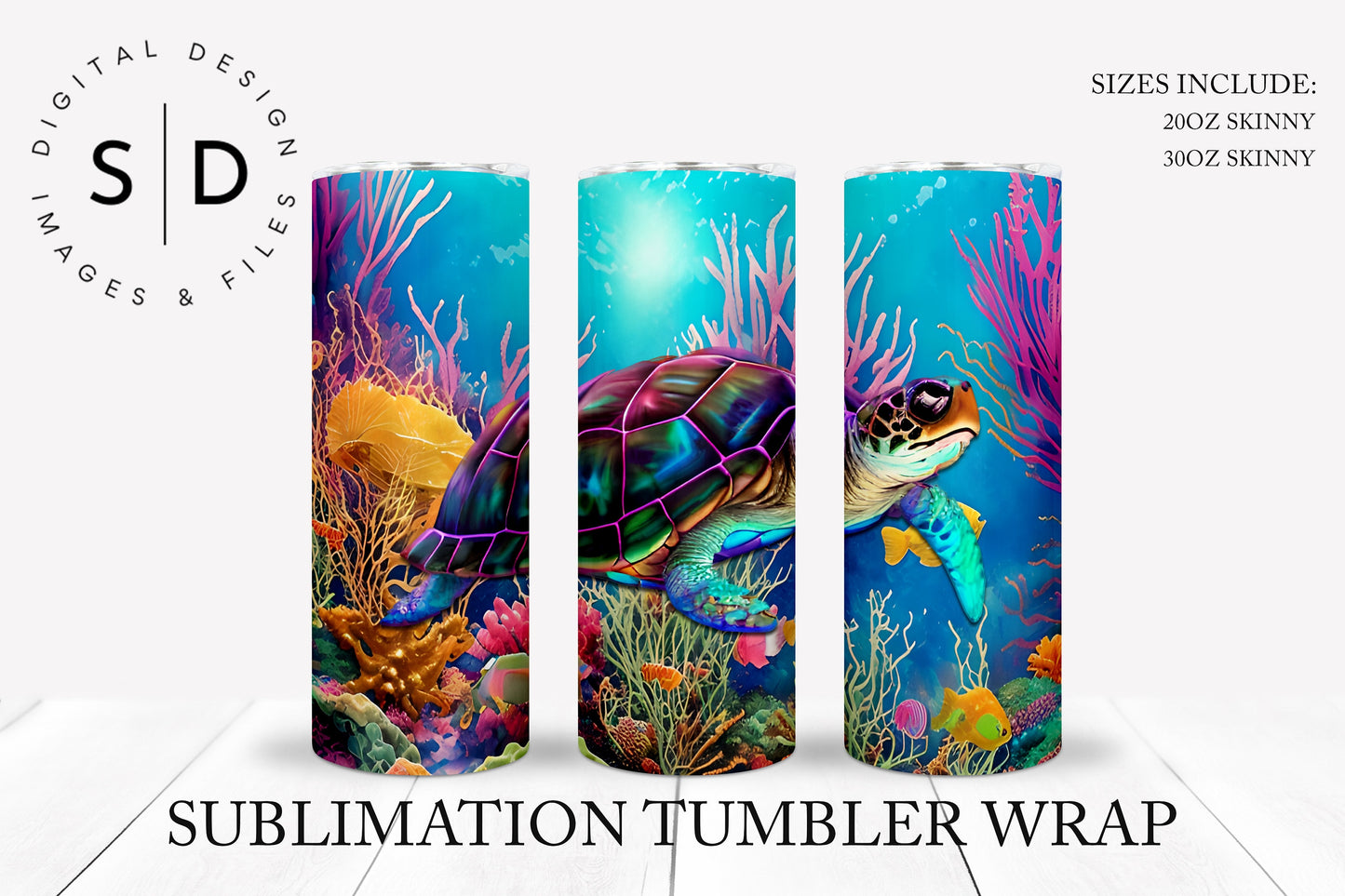 Rainbow Turtle Under The Sea Tumbler Wrap