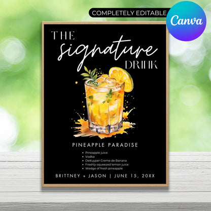 Minimalist Signature Drinks Sign Template