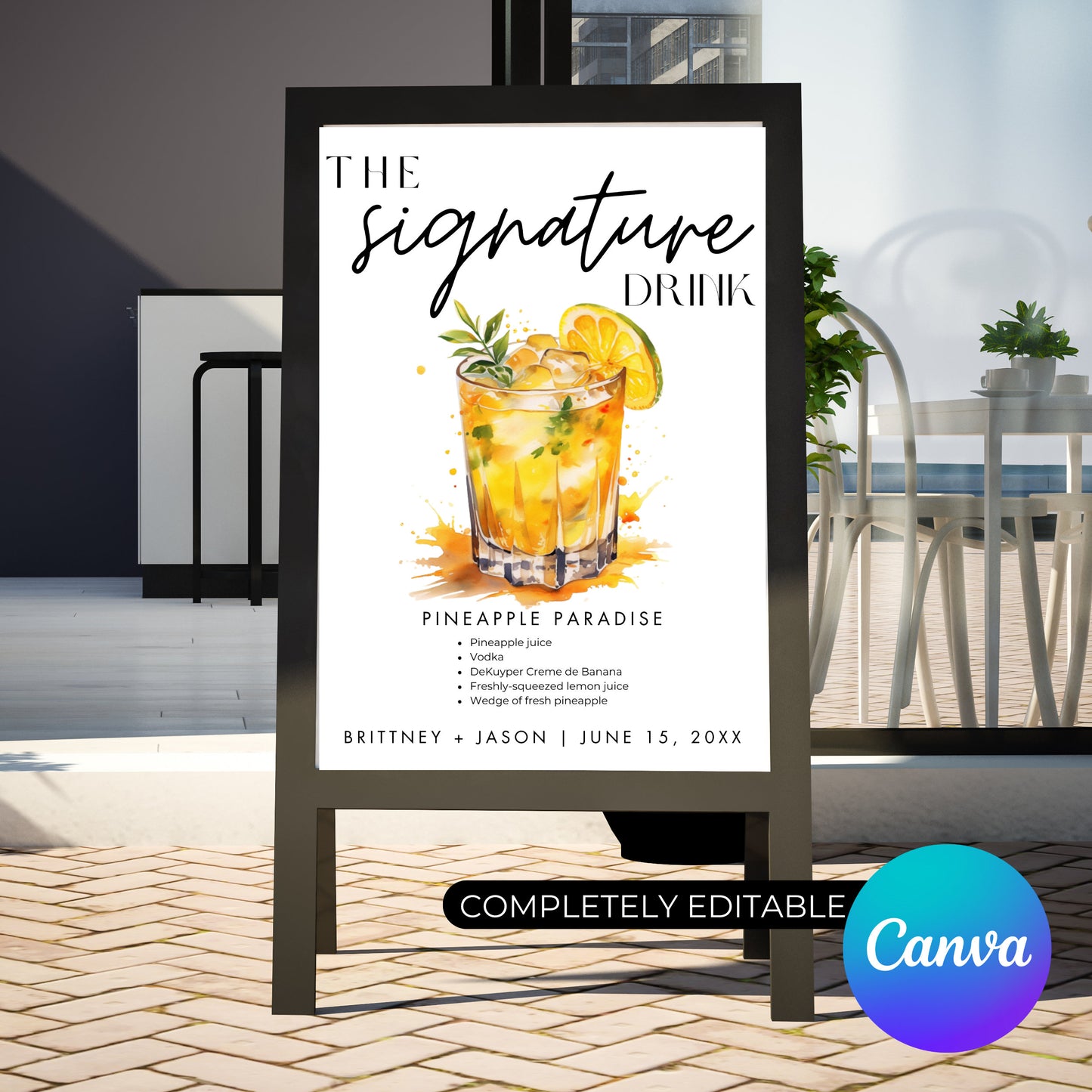 Minimalist Signature Drinks Sign Template