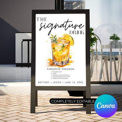 Minimalist Signature Drinks Sign Template