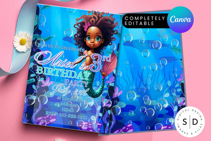 Mermaid Under The Sea Birthday Invitation