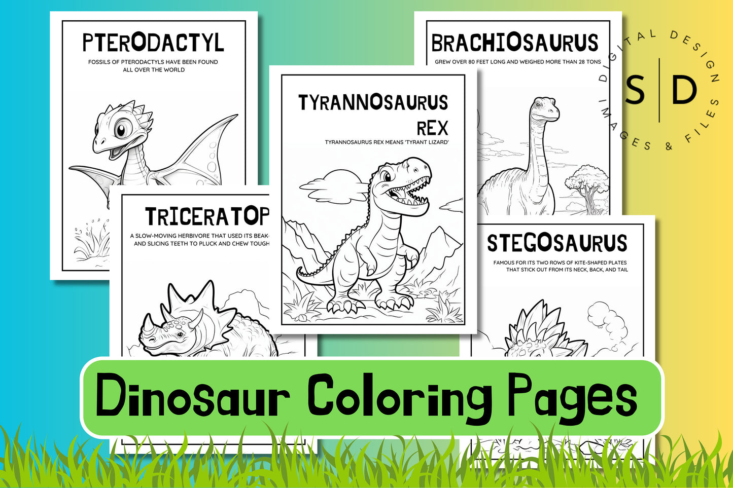 10 Dinosaur Coloring Pages Fun Facts and puzzles