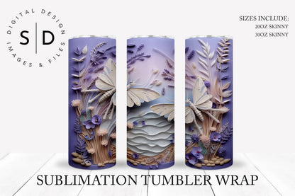 3D Purple Dragonflies Tumbler Wrap