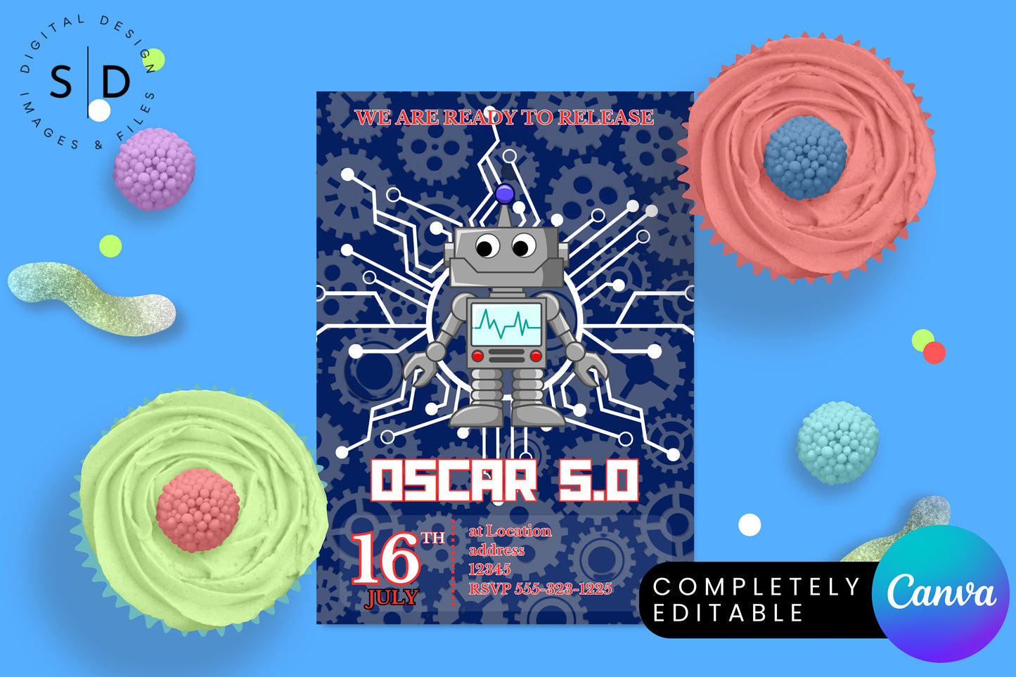 Robot Birthday Invitation